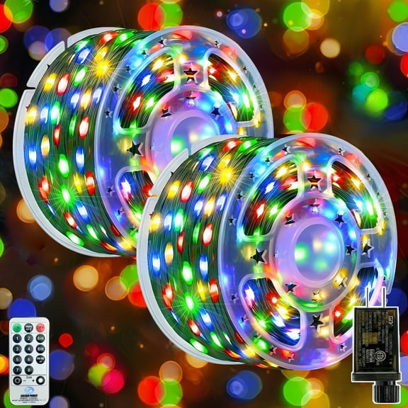 AVOXEZOR Christmas Lights Outdoor, 340FT 1000 LED IP67 Waterproof Christmas Tree Lights with 8 Modes Remote Timer for Indoor House Pation Outdoor Xmas Decorations, Multicolor, 2PACK