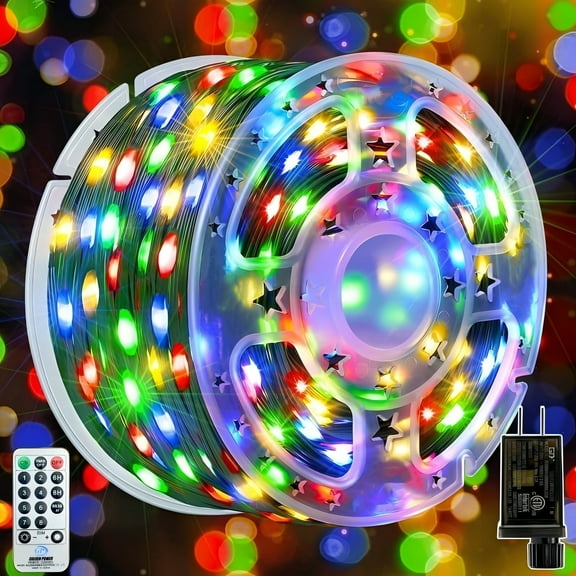 AVOXEZOR Christmas Lights Outdoor, 340FT 1000 LED IP67 Waterproof Christmas Tree Lights with 8 Modes Remote Timer for Indoor House Pation Outdoor Xmas Decorations, Multicolor