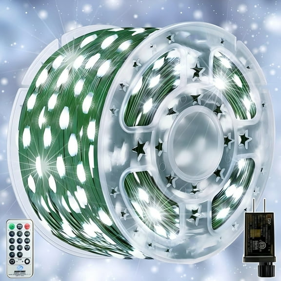 AVOXEZOR Christmas Lights Outdoor, 207FT 600 LED IP67 Waterproof Christmas Tree Lights with 8 Modes Remote Timer for Indoor House Pation Outdoor Xmas Decorations, Cool White