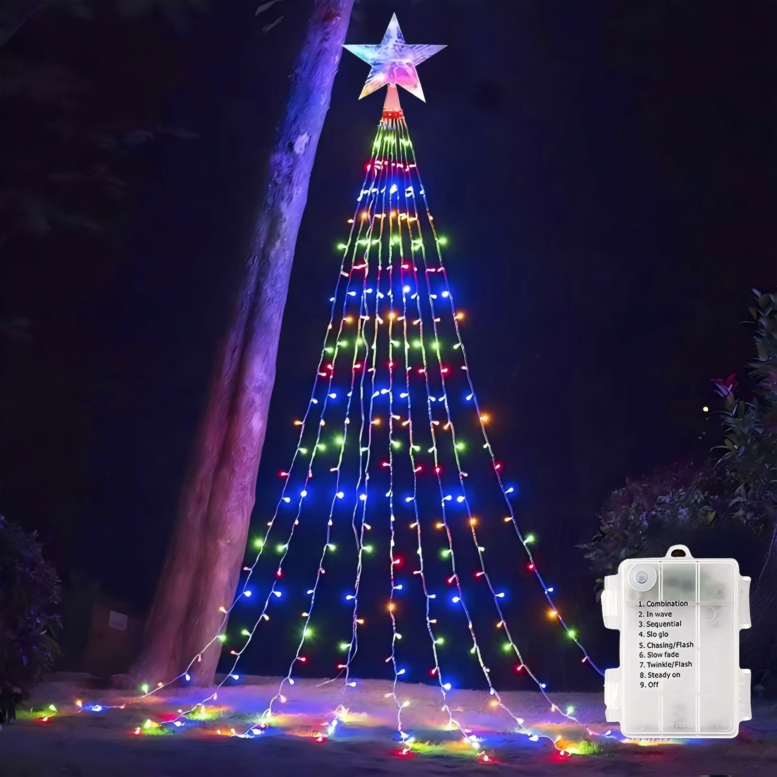 AVOXEZOR Christmas String Lights for Tree, 180 LEDs Christmas Tree Lights with 8 Modes, Waterproof Fairy Lights for Christmas Tree Wall Indoor Outdoor Decorations, Multicolor