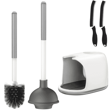 AVOXEZOR Toilet Brush and Plunger Set, Toilet Plungers for Bathroom Heavy Duty Toilet Bowl Brush and Holder Hidden Toilet Plunger and Brush Set for Deeply Cleaning