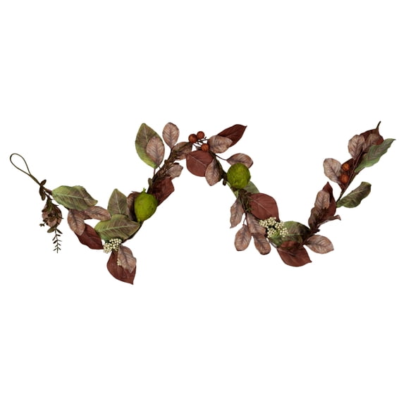Leaves with Berries Garland, Green and Brown, 6', Fall by Way To Celebrate