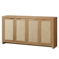 thumbnail image 1 of OAKHAM 4-Door Sideboard Buffet,Rattan Storage Cabinet with Adjustable Shelves,Weathered Oak, 1 of 6
