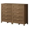 thumbnail image 1 of OAKHAM 5 Drawer Dresser Set of 2, Modern Wooden Chests of Drawers, Tall Dressers for Bedroom, Special Walnut, 1 of 7