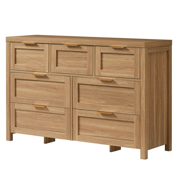 OAKHAM 7 Drawer Dresser, Modern Wooden Chests of Drawers, Large Dressers for Bedroom, Weathered Oak