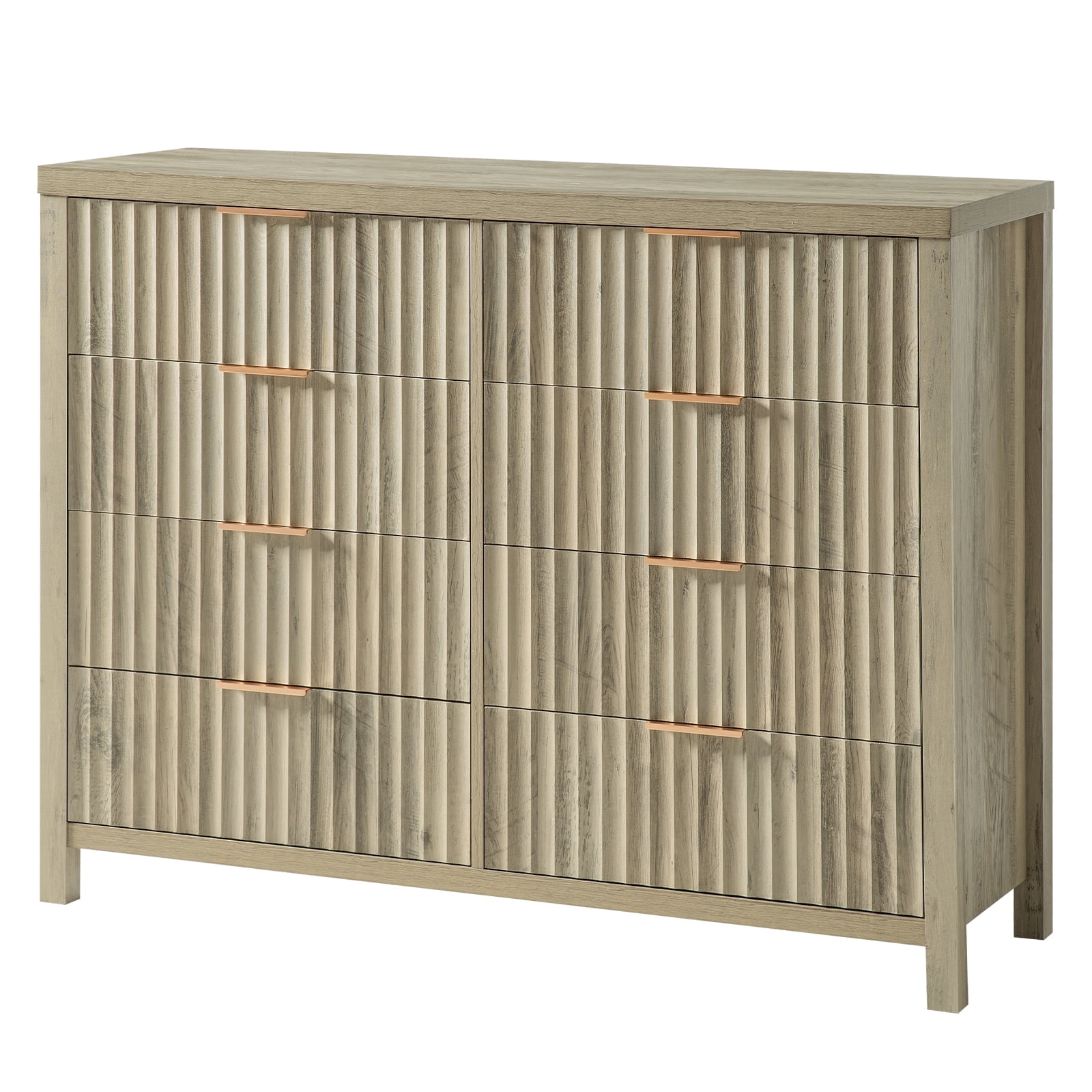 OAKHAM Modern Wooden 8 Drawer Dresser, Solid Wide Chest for Bedroom ...