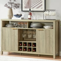 OAKHAM Bar Cabinet with Wine Rack, Wine Bar Buffet Cabinet with Storage, Liquor Bar Buffet Sideboard, Sunwashed Ash Oak