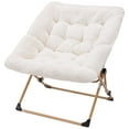 thumbnail image 1 of OAKHAM Comfy Saucer Chair, Folding Faux Fur Lounge Chair for Bedroom and Living Room, Flexible Seating for  Adults, X-Large, White, 1 of 9