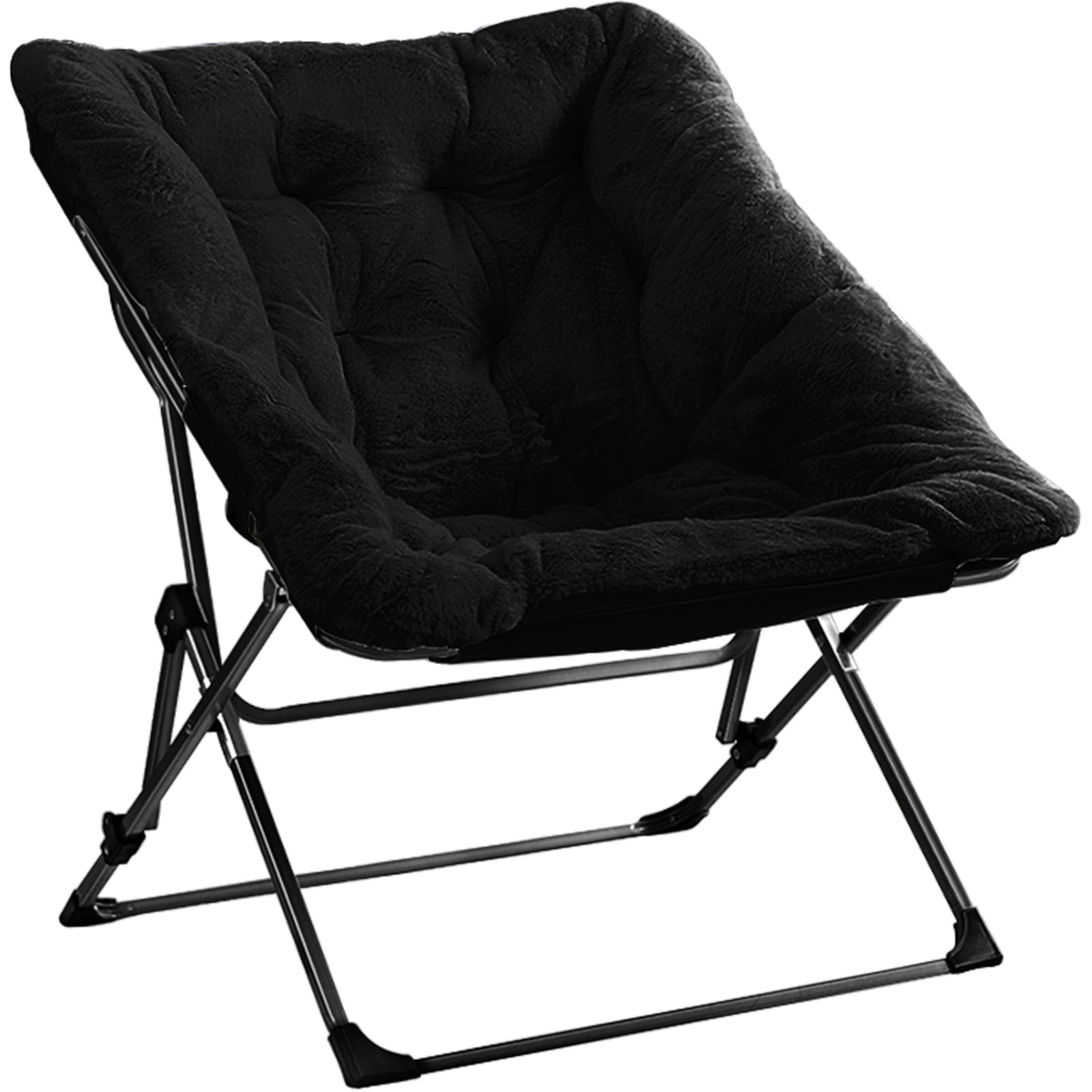 OAKHAM Cozy Saucer Chair, Faux Fur Folding Chiar for Bedroom/Living