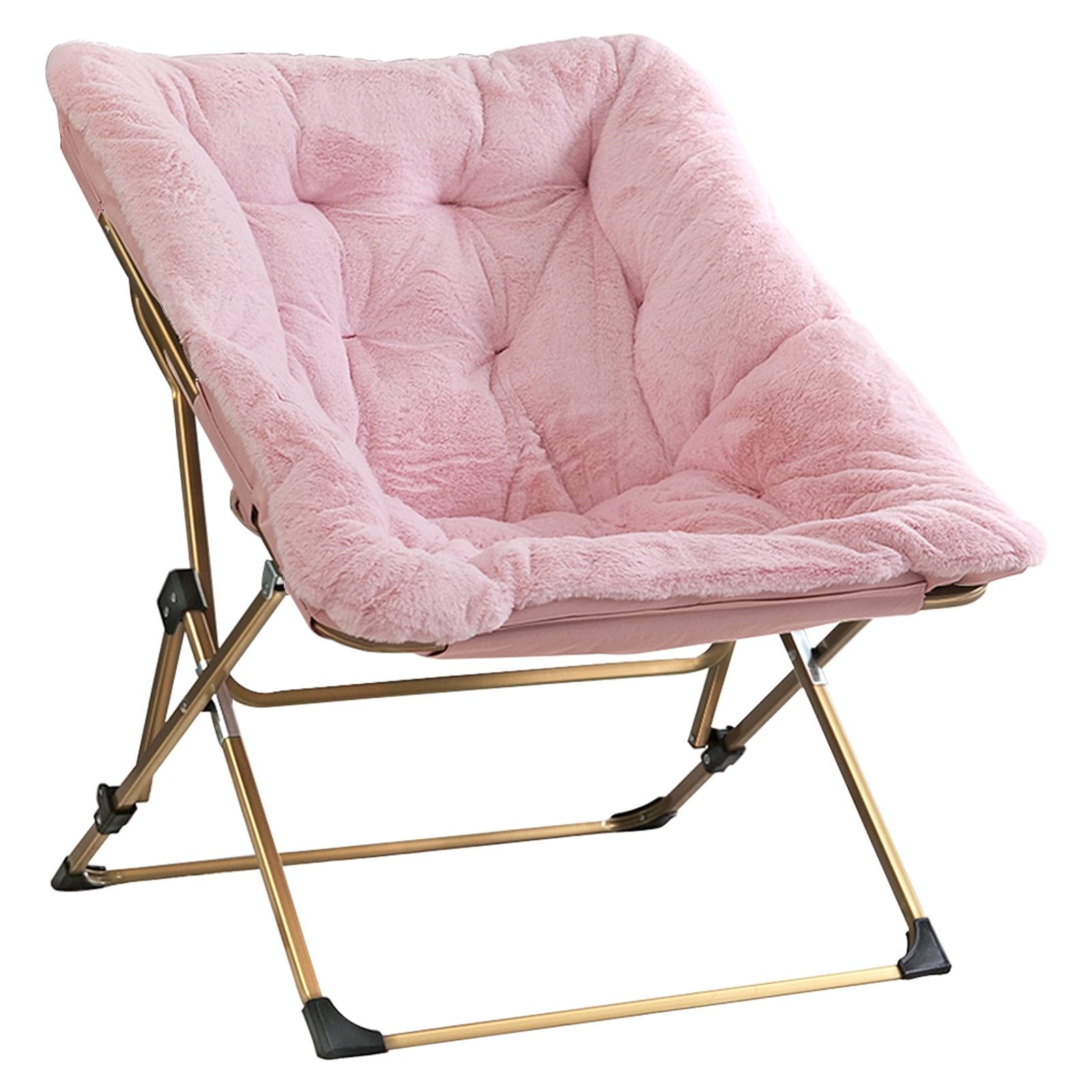 OAKHAM Cozy Saucer Chair, Faux Fur Folding Chiar for Bedroom/Living