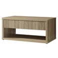 thumbnail image 1 of OAKHAM Fluted Coffee Table for Living Room, Square Center Table with 4 Storage Drawers, Sunwashed Ash Oak, 1 of 6