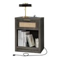 thumbnail image 1 of OAKHAM Rattan Nightstand with Charging Station, Boho Bedside Table, Side End Table for Bedroom, 1 of 7
