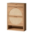 thumbnail image 1 of OAKHAM Shoe Storage Cabinet for Entryway, Rattan Shoe Organizer with Flip Drawers, Narrow Silm Thin Hidden Shoe Storage, Shoe Rack for Front Door Entrance (Weathered Oak), 1 of 8