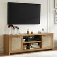 thumbnail image 1 of OAKHAM Tv Stands for 65 inch Tv, Modern Farmhouse Entertainment Center, Rattan TV Console with Storage, Wood Media Console Cabinet, Weathered Oak, 1 of 10