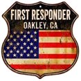 thumbnail image 1 of OAKLEY, CA First Responder USA 12x12 Metal Sign Fire Police 211110022945, 1 of 1