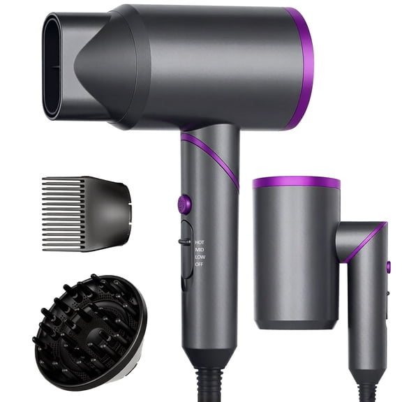 OAKSKY Hair Dryer with Comb,1800W Professional Ionic Blow Dryer with Diffuser for Curly Hair,Foldable & Protable Design for Travel