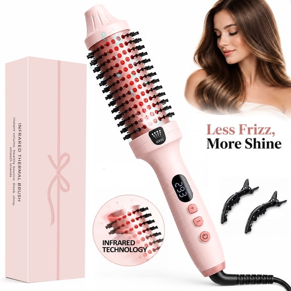 OAKSKY Infrared Thermal Brush, Curling Iron Heated Round Brush,Negative Ions for Smooth, Shiny Hair with Less Damage