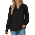 thumbnail image 1 of OALUXE Blouses for Women Long Sleeve Shirts V Neck Smocked Cuffs Tunic Tops, 1 of 7