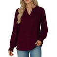 thumbnail image 1 of OALUXE Blouses for Women Long Sleeve Shirts V Neck Smocked Cuffs Tunic Tops, 1 of 7