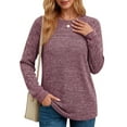 thumbnail image 1 of OALUXE Long Sleeve Shirts for Women Casual Tunic Tops Loose Fit Dressy Crewneck Lightweight Pullover Sweaters, 1 of 7