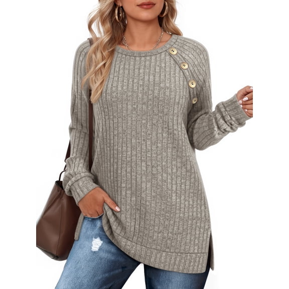 OALUXE Long Sleeve Shirts for Women Casual Tunic Tops Loose Fit Dressy Lightweight Sweaters
