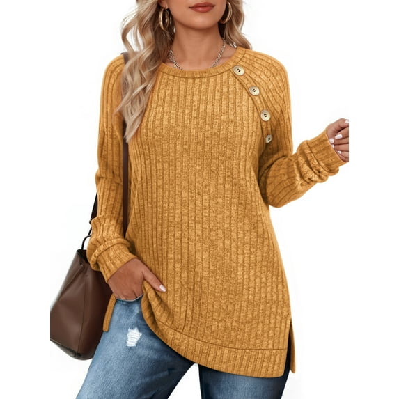 OALUXE Long Sleeve Shirts for Women Casual Tunic Tops Loose Fit Dressy Lightweight Sweaters