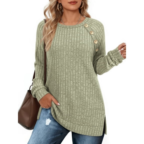 OALUXE Long Sleeve Shirts for Women Casual Tunic Tops Loose Fit Dressy Lightweight Sweaters