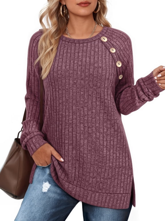 Long Sleeve Shirts for Women Casual Tunic Tops Loose Fit Dressy Lightweight Sweaters
