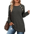 thumbnail image 1 of OALUXE Long Sleeve Shirts for Women Casual Tunic Tops Loose Fit Dressy Lightweight Sweaters, 1 of 7