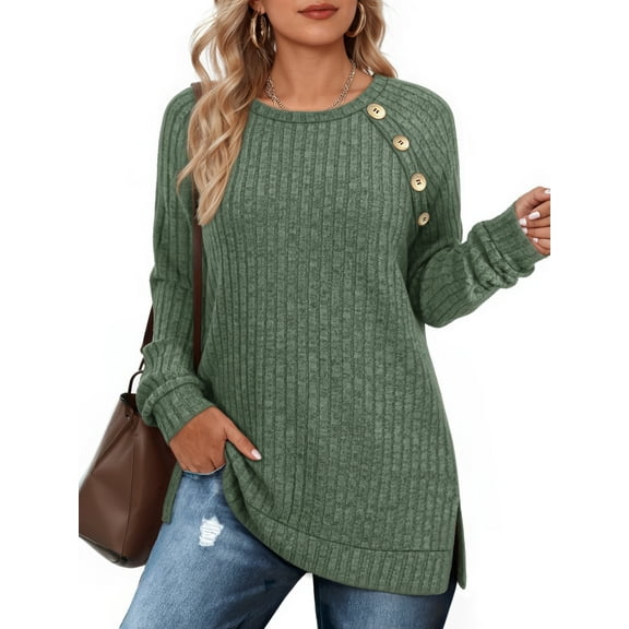 OALUXE Long Sleeve Shirts for Women Casual Tunic Tops Loose Fit Dressy Lightweight Sweaters
