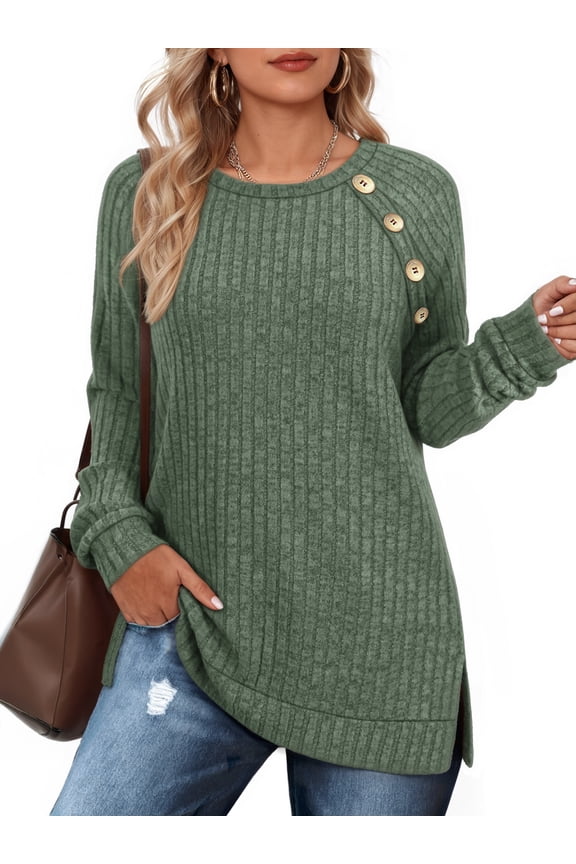 Long Sleeve Shirts for Women Casual Tunic Tops Loose Fit Dressy Lightweight Sweaters