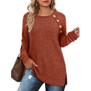 OALUXE Long Sleeve Shirts for Women Casual Tunic Tops Loose Fit Dressy Lightweight Sweaters