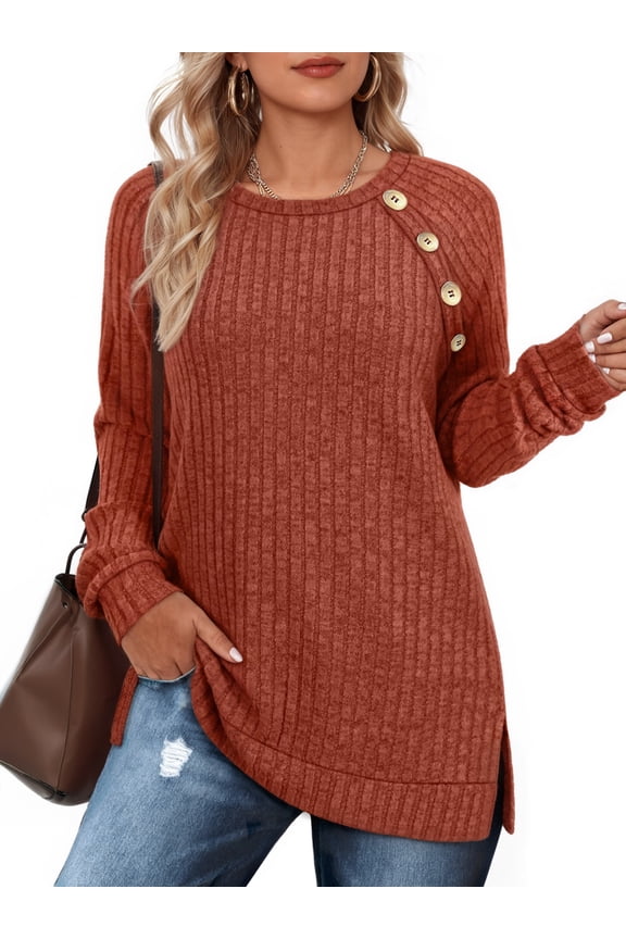 Long Sleeve Shirts for Women Casual Tunic Tops Loose Fit Dressy Lightweight Sweaters