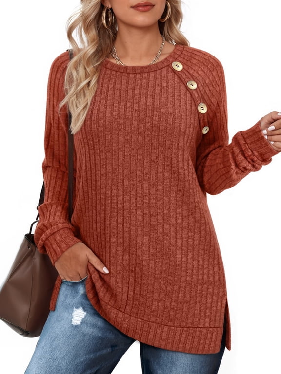 Long Sleeve Shirts for Women Casual Tunic Tops Loose Fit Dressy Lightweight Sweaters