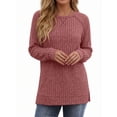 thumbnail image 1 of OALUXE Long Sleeve Shirts for Women Dressy Casual Tunic Tops Crewneck Side Split Lightweight Pullover Sweaters, 1 of 7