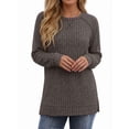 thumbnail image 1 of OALUXE Long Sleeve Shirts for Women Dressy Casual Tunic Tops Crewneck Side Split Lightweight Pullover Sweaters, 1 of 7
