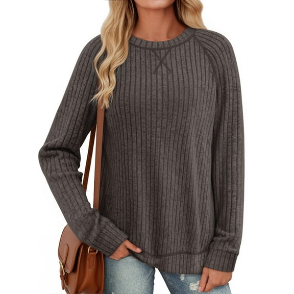 OALUXE Long Sleeve Shirts for Women Dressy Casual Tunic Tops Crewneck Side Split Lightweight Pullover Sweaters