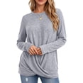 thumbnail image 1 of OALUXE Long Sleeve Shirts for Women Dressy Casual Tunic Tops Crewneck Front Twist Blouses, 1 of 7