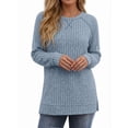 thumbnail image 1 of OALUXE Long Sleeve Shirts for Women Dressy Casual Tunic Tops Crewneck Side Split Lightweight Pullover Sweaters, 1 of 7