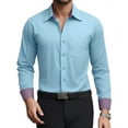 thumbnail image 1 of OALUXE Mens Dress Shirts Formal Long Sleeve Button Down Business Contrast Shirt with Pocket, 1 of 7