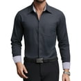 thumbnail image 1 of OALUXE Mens Dress Shirts Formal Long Sleeve Button Down Business Contrast Shirt with Pocket, 1 of 7