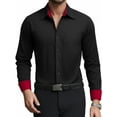 thumbnail image 1 of OALUXE Mens Dress Shirts Formal Long Sleeve Button Down Business Contrast Shirt with Pocket, 1 of 7