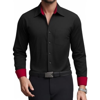 black and burgundy dress shirt Comfort Stretch Non-Iron Paisley Dress Shirt With Contrast Trim - Burgundy main image 0