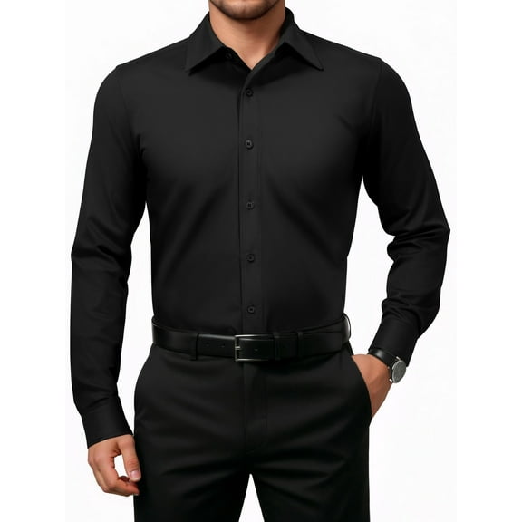 OALUXE Mens Dress Shirts Formal Long Sleeve Button Down Business Solid Shirt