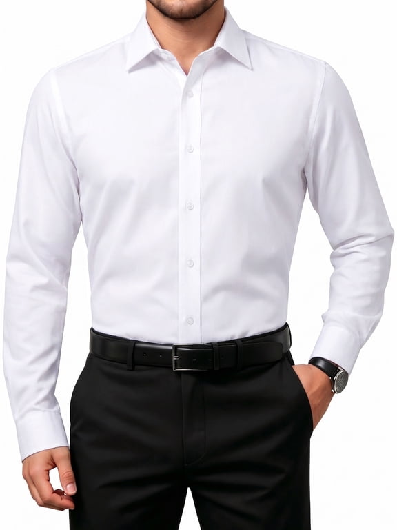Mens Dress Shirts Formal Long Sleeve Button Down Business Solid Shirt