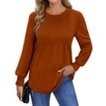 thumbnail image 1 of OALUXE Pleated Blouses for Women Long Sleeve Shirts Dressy Casual Tunic Tops with Smocked Cuffs, 1 of 7