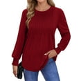 thumbnail image 1 of OALUXE Pleated Blouses for Women Long Sleeve Shirts Dressy Casual Tunic Tops with Smocked Cuffs, 1 of 7