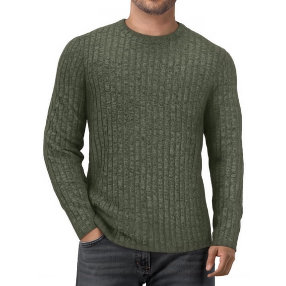 OALUXE Ribbed Long Sleeve Shirts for Men Crewneck Undershirts Thermal Basic Tops