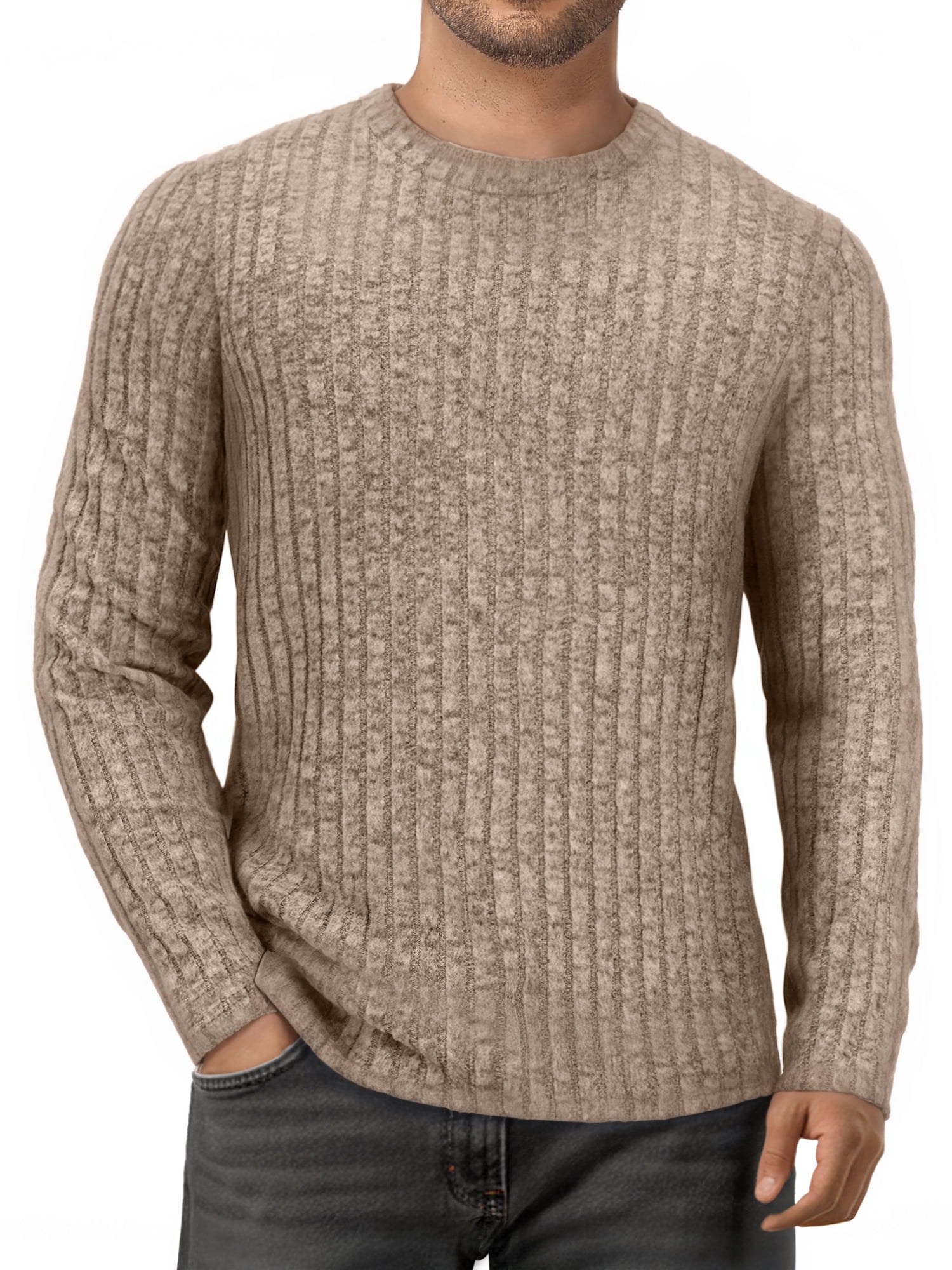 OALUXE Ribbed Long Sleeve Shirts for Men Crewneck Undershirts Thermal ...