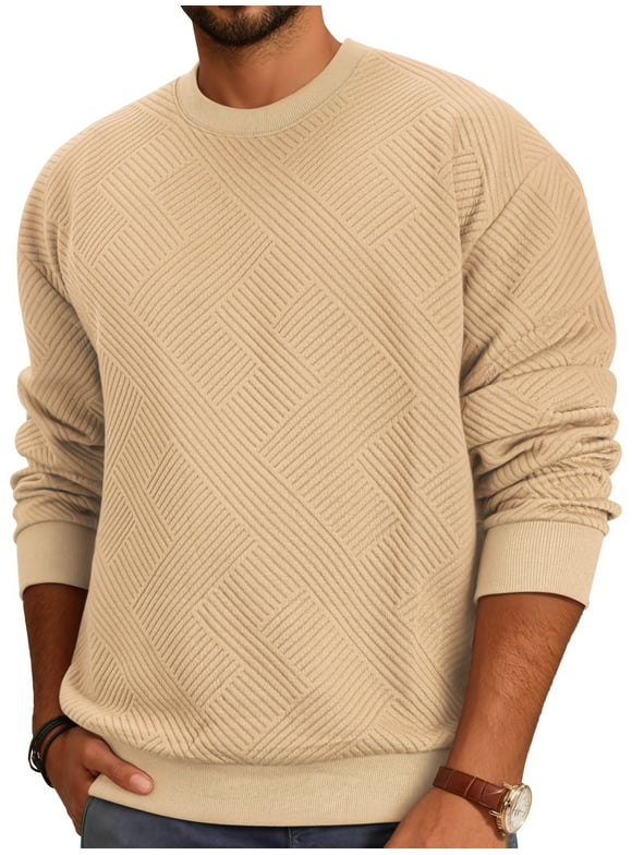 Sweatshirts for Men Geometric Texture Pullover Long Sleeve Shirts Crewneck Casual Tops